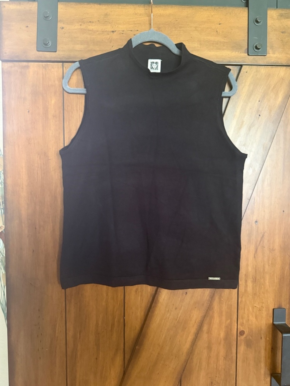 Anne Klein Deep Plum Sleeveless Mock Neck Tank